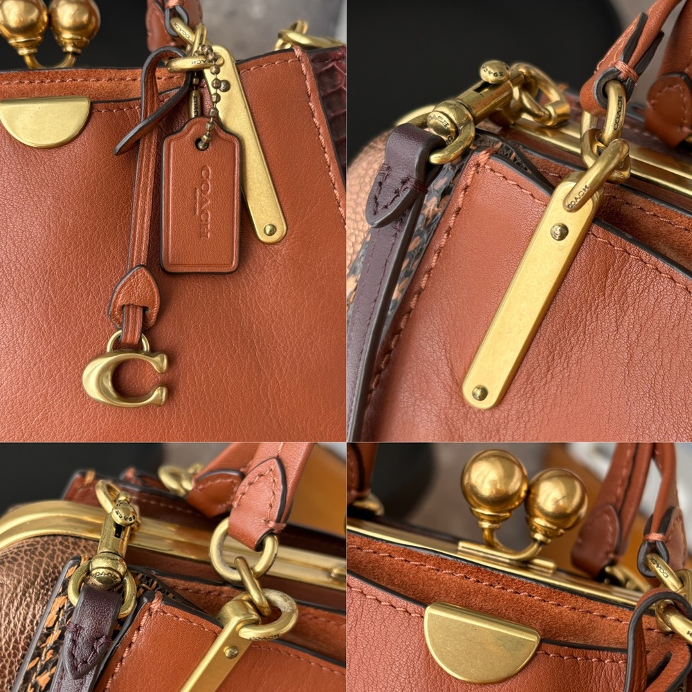 COACH Kisslock Dreamer 21 Bag Brown/Snakeskin - Picture 7 of 15